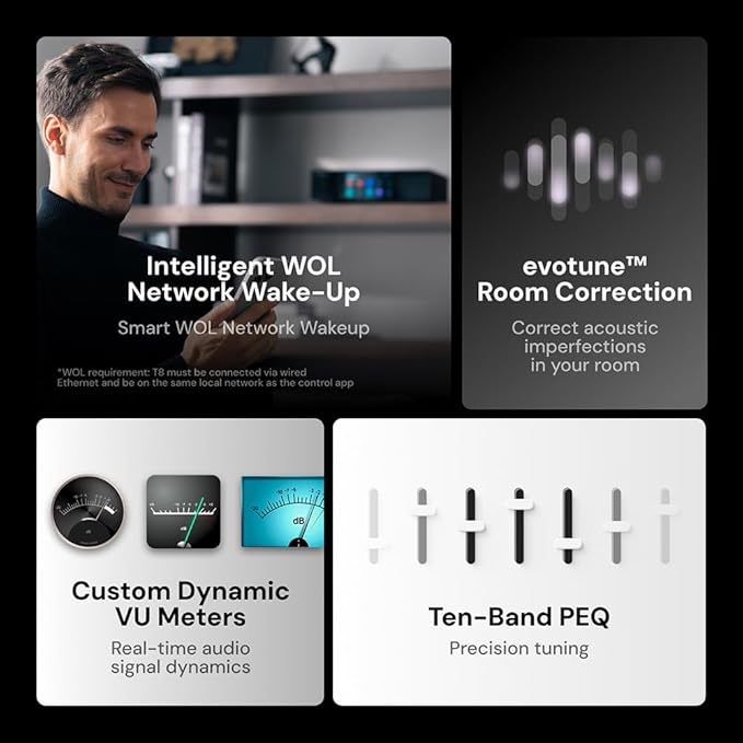 Eversolo T8 Music Streamer Transport with Remote | Dual Femtosecond Clocks, Fully Electrical Isolation Output & Stream Tidal, Qobuz and More | IIS, Coaxial, AES/EBU, USB Audio, and Optical Output