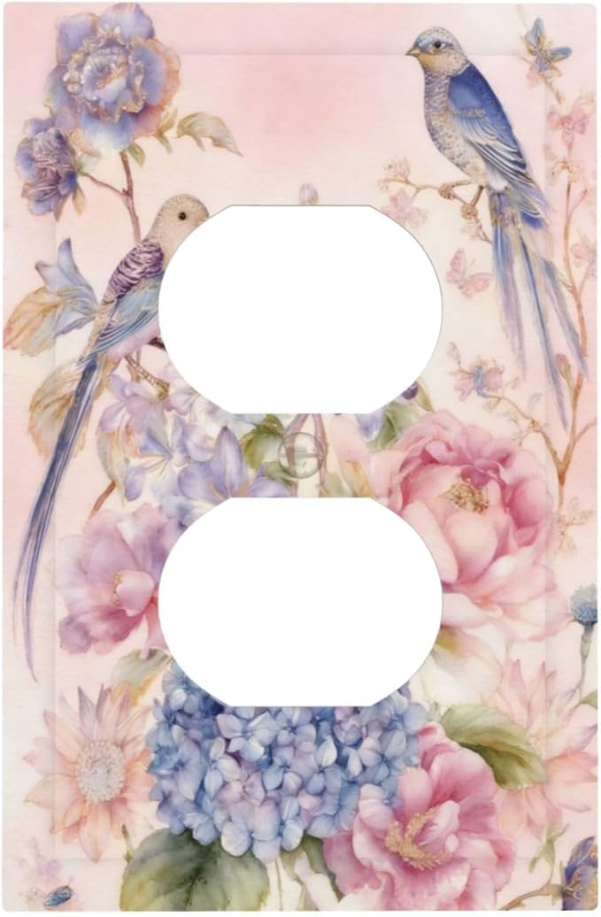 Bvtewkhz Floral Birds Morris Duplex Outlet Decorative Outlet Covers Light Switch Plate Electrical Receptacle Switchplate For Bathroom Kitchen Bedroom