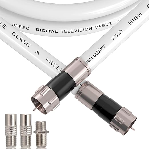 40ft RG6 Coaxial Cable White, 75 Ohm Coax Cable by RELIAGINT