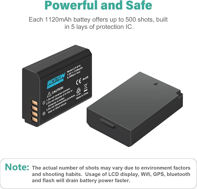 BESTON LP-E10 Battery and Charging Base - Image 2