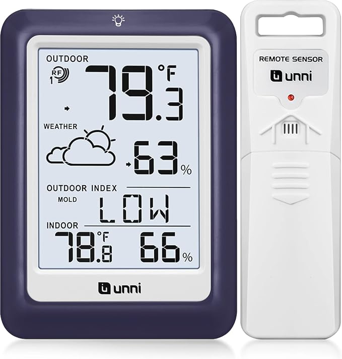 Indoor Outdoor Thermometer Wireless Weather Station, Temperature Humidity by UUNNI