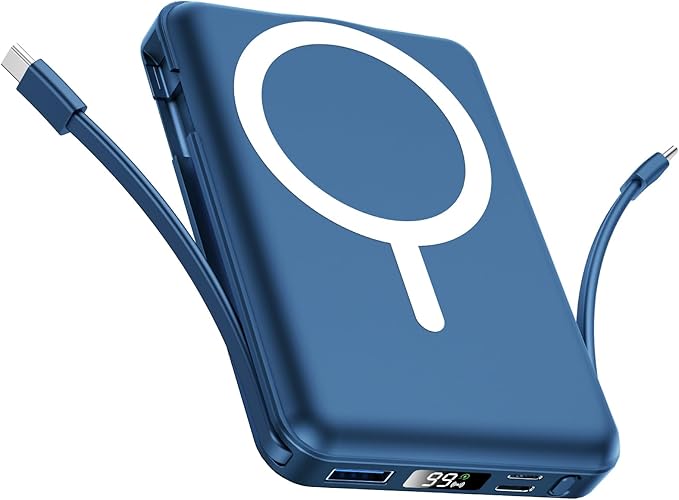 for Magsafe Portable Charger - 10000mAh Battery Pack for Magsafe with USB-C Cable and PD 20W USB C Fast Charging LED Display, Magnetic Wireless Power Bank for iPhone 17/16/15/14/13/12/Pro/Pro Max