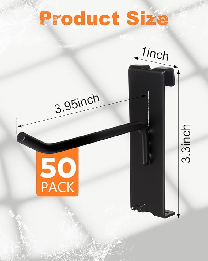 Alffun 50 Pack Grid Wall Hooks, 4 Inch Heavy Duty Wire Grid Display Hooks, Gridwall Accessories for Retail, Craft Shows, Garage Storage, and Home Organization, Black