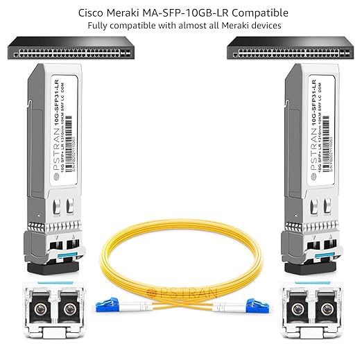 OPSTRAN 10GBASE-LR SFP+ Optical Transceiver Module Compatible with Cisco Meraki MA-SFP-10GB-LR 10G SFP+ LR 1310nm 10km DDM Duplex LC SMF 4 Pack