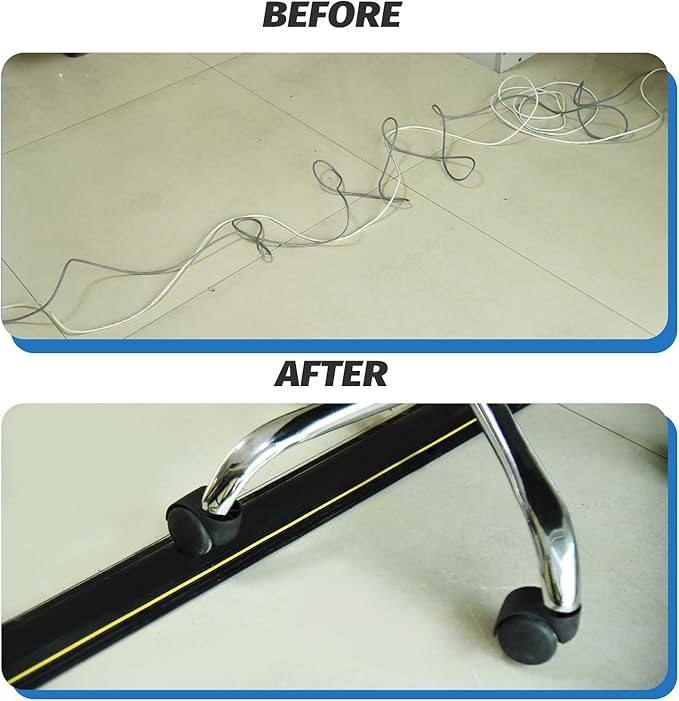 Vilmon 6.5FT Heavy Duty PVC Floor Cable Cover, Floor Cord Cover, Cable Protector Protect Wire for Indoor and Outdoor Cable Cavity = 0.94" (W) x 0.4" (H)(3 Channels
