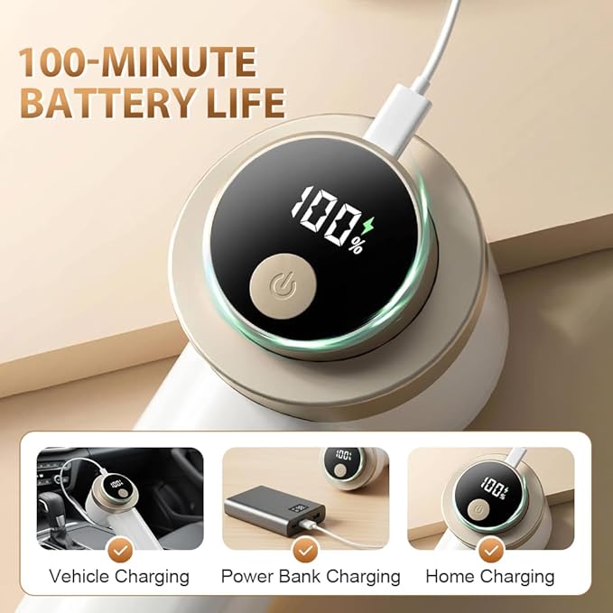 Rechargeable Fabric Shaver for Clothing with Smart LED Display, 2026 New 2 in 1 Suction and Shave Technology Clothes Shaver, Lint Shavers with 3 Speeds for Clothes, Couch, Furniture (B)