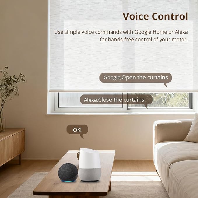 Blindsmart Rechargeable Tuya Zigbee Roller Blinds Motor for 38mm Tube, Motorized Window Shades Automatic Blinds Curtain Opener APP Control, Zigbee Hub Required (with 9-Channels Remote)