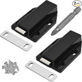 2 Pack Magnetic Push Latch,Heavy Duty Magnetic Touch Latch,for Push to Open Cabinet or Kitchen Drawer, Kitchen Door,on Strong Pop Out (Black - 2.7 inch, 2 Pack)