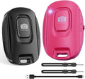 Bluetooth Camera Remote Shutter for iPhone and Android Smartphones, Rechargeable Wireless Phone Remote Control,Selfie Button for Photos and Videos, Charging Cable Included (2 Pack) Black&Pink