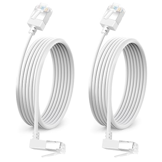 90° Downward Angled Cat 6A Ethernet Ultra Slim Cable 15 Feet 2Pack, Flexible by DUTEVOLNS