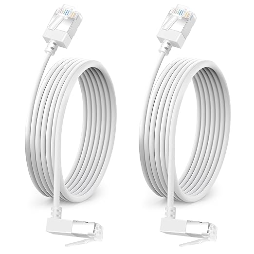 90° Downward Angled Cat 6A Ethernet Ultra Slim Cable 1.6 Feet 2Pack, Flexible by DUTEVOLNS