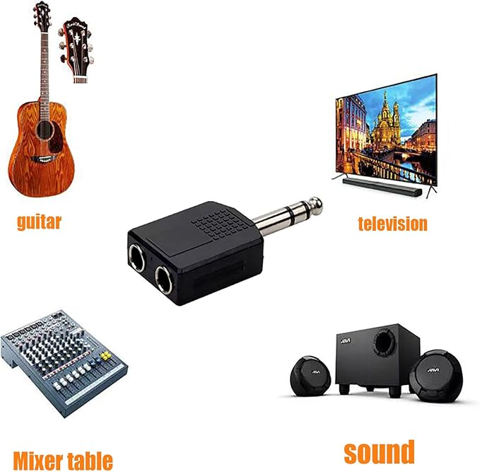 Sairps 1/4 Audio Splitter TRS Stereo Plug Interconnect Audio One Male 6.35mm(1/4 inch) and Two Females 6.35mm(1/4Inch) Adapter Splitter-2pcs