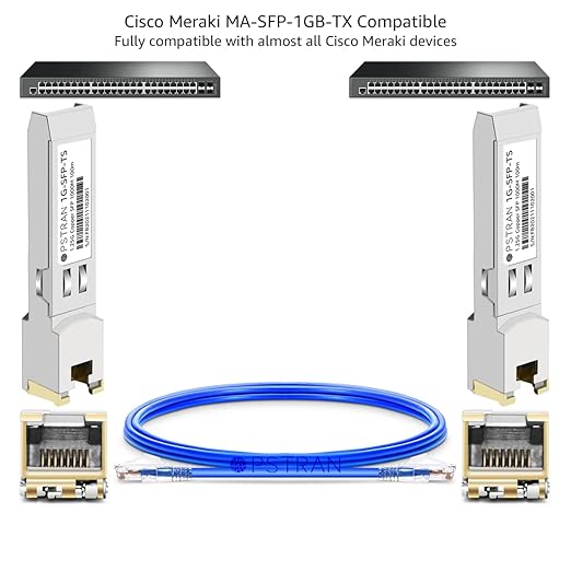 OPSTRAN 1000BASE-T SFP RJ45 Copper Transceiver Module Compatible with Cisco Meraki MA-SFP-1GB-TX 100m Cat5e/6 10 Pack