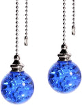 2PCS Blue Pull Chain Crystal Glass Ice Cracked Ball Pull Chain for Ceiling Fan Light Decoration 50cm Extension Chain