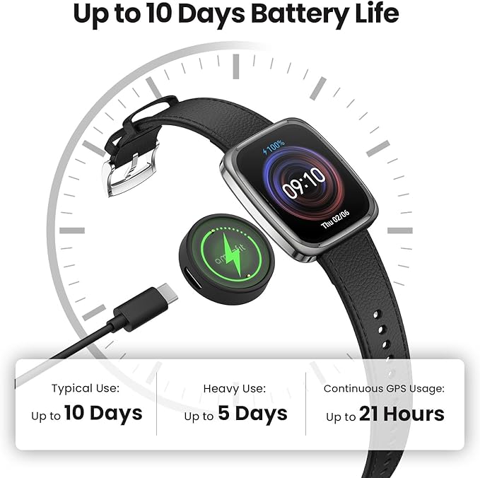Amazfit Active 2 Premium Smart Watch Fitness Tracker (Square) for Android & iPhone, 10 Day Battery, Water Resistant, GPS Maps, Heart & Sleep Monitor, HYROX Mode, Sapphire Glass, Leather + Sport Strap