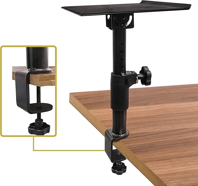 Sound Town 2-Pack Desktop Clamp-On Studio Monitor Speaker Stands with Horizontal/Vertical Speaker Orientation (STSD-DCM-Pair)
