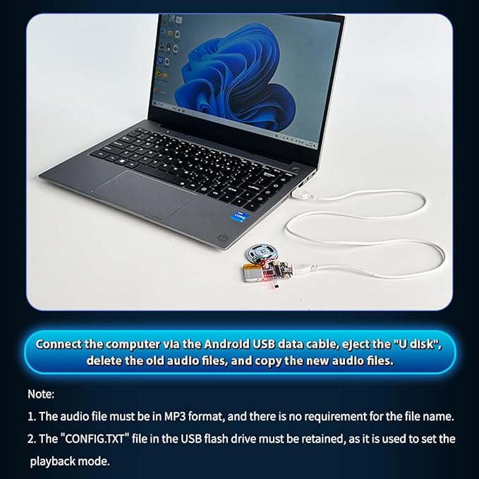 Voice Module,MP3 Music Sound Chips, 16MB Sound Module for Crafts, Christmas, New Year Greeting Cards, Box with Speaker Lithium Battery Powered and USB Cable. (JR-JX7004-Magnet Sound Module)