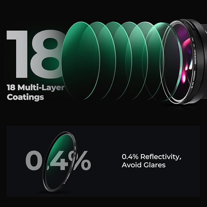 K&F CONCEPT 55mm MCUV Lens Protection Filter 18 Multi-Coated Camera Lens UV - Image 6