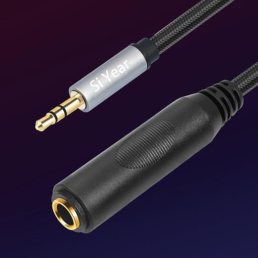 SiYear 1/4" to 3.5mm Headphone Extension Cable - 6.35mm Quarter inch to1/8 Fmale Stereo Jack Audio Adapter for Amplifiers, Speaker, Guitar Amp,Home Theater, Mixing Console (0.3m/2PACK)