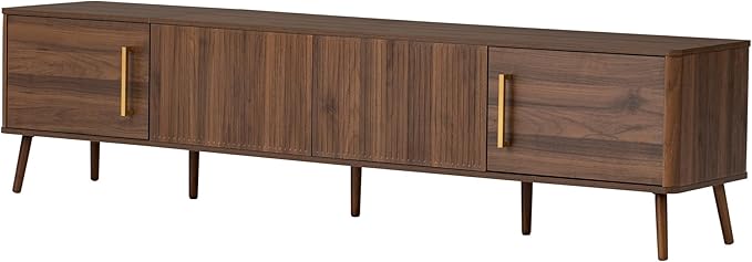 Merax Mid Century 78" TV Stand, Modern Fluted Entertainment Center for TVs up to 85", Media Console with 4 Storage Cabinets for Living Room, Office