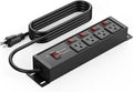 CCCEI Heavy Duty Surge Protector Power Strip 20 Amp Individual Switches. 10FT 12 Gauge Extension Cord with Multiple Outlets. Kitchen, Garage, Shop, Industrial Wall Mount Electric Extender, Black.