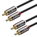J&D 2 RCA M/M Stereo Audio Cable, Gold-Plated 2RCA Male to 2RCA Male Copper Shell Auxiliary Audio Cord for Home Theater HDTV Amplifiers Hi-Fi Systems Speakers, RCA Audio Cables, 12 Feet