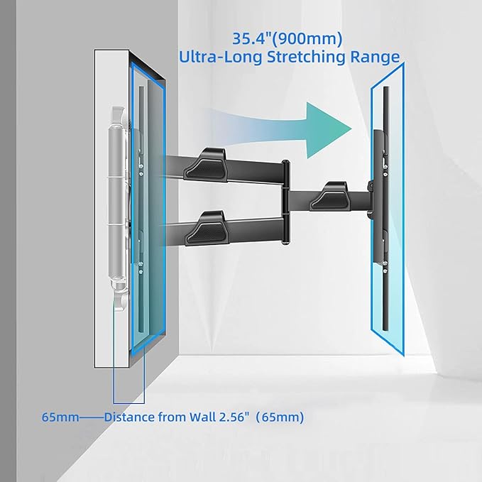 XinleTech 35 Inch Long Arm TV Wall Mount for 37-75 Inch TVs,Full Motion Corner Mount with Extension,±90°Swivel,Tilt&Level Adjust,Max VESA 800x600mm,Heavy-Duty TV Mount,XL-DY858S