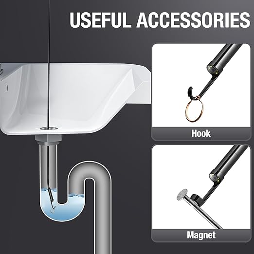 Dual Lens Endoscope Camera with Light, Teslong 4.3" HD Snake Borescope Inspection Camera, Automotive Scope Cam with Flexible Cable, Home Waterproof Fiber Optic for Sewer Drain Pipe (3.3FT)