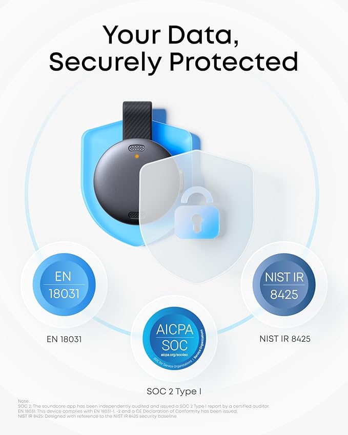 soundcore Work by Anker, Portable AI Voice Recorder, AI Note Taker, AI Transcription & Summarization, 6-Month Pro at No Charge, Cross-Meeting Summary, MFi Certified, Privacy Protection