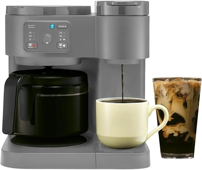 K Duo Coffee Maker for Hot and Iced Drinks, Single Serve KCup Pod Brewer and 12 Cup Carafe Drip Coffee Pot, 60oz Water Reservoir,Pause & Pour Feature, Perfect for Home & Office Use