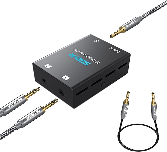 SGEYR Audio Switcher 3.5mm Bi-Direction Switch 2-in-1 Out/ 1-in-2 Out Audio Stereo Mixer Mini Sound Mixer for PC Versatile Connectivity