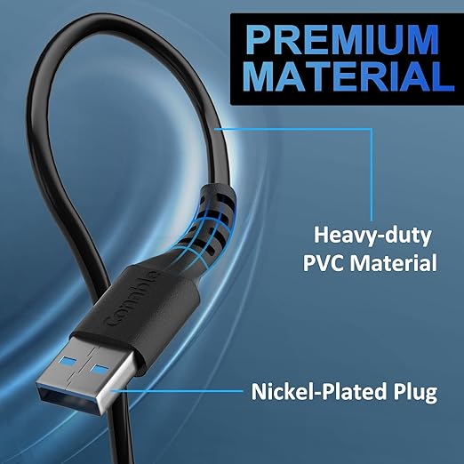 4 ft USB 3.0 Male to Male Cable (3 Pack) - 5Gbps Data Transfer for Hard Drive, Laptop, DVD Player, USB Hub, Monitor, Camera, Set Top Box with 5 Cable Ties