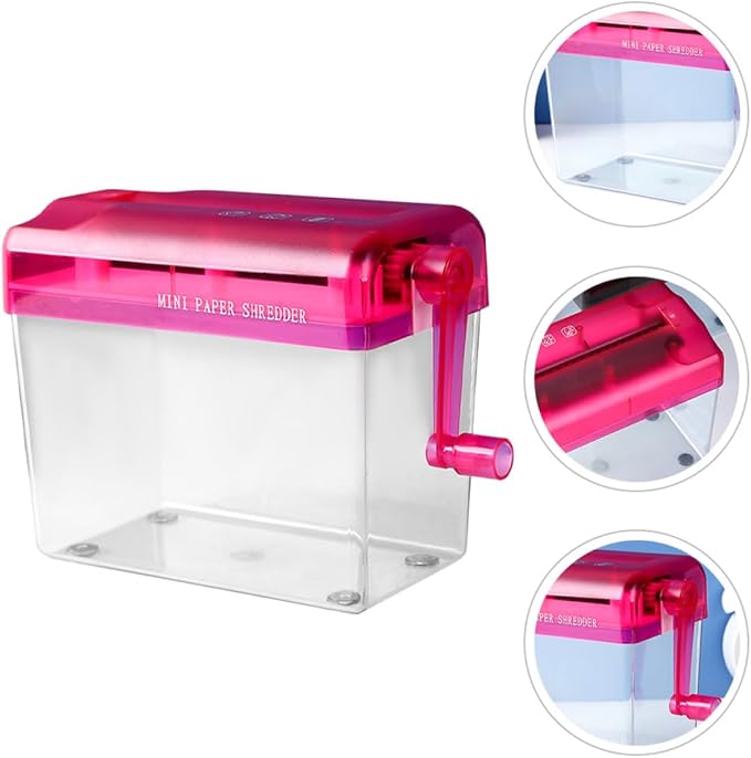 JOINPAYA Manual Desktop Paper Shredder Small Handheld Household Manual Shredder Portable Paper Cutting Tool for Home Office Use Red