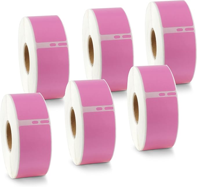 BETCKEY - Compatible DYMO 30252 (1-1/8" x 3-1/2") Address & Barcode Labels - Compatible with DYMO Labelwriter 450, 4XL & Zebra Printers[6 Rolls/2100 Labels, Pink]