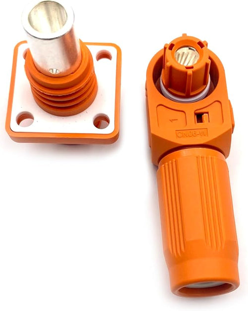 1 Set Battery Energy Storage Connector, 250A High Current Connectors Quick Plug Terminal Orange Right Angle Plug and Socket IP67 Waterproof Power Adapter Crimping 70mm² Wiring (1500V)