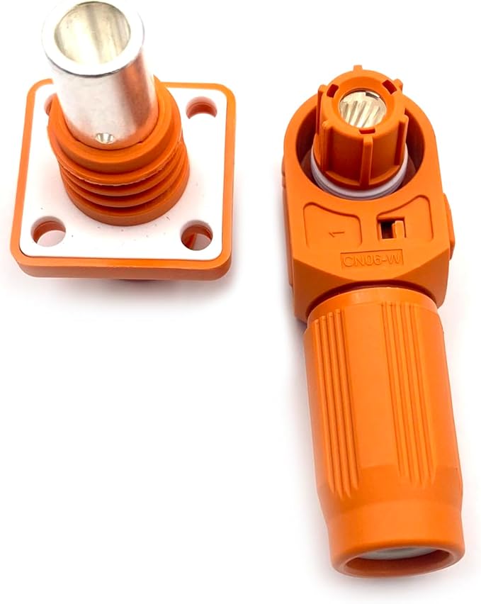 1 Set Battery Energy Storage Connector, 120A High Current Connectors Quick Plug Terminal Orange Right Angle Plug and Socket IP67 Waterproof Power Adapter Crimping 25mm² Wiring (1000V)