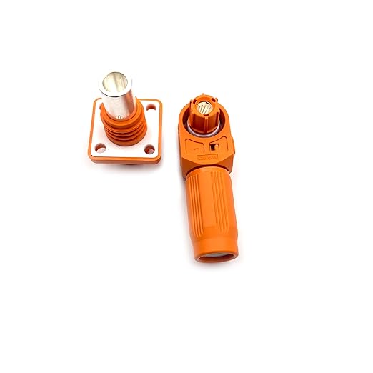 350A Battery Energy Storage Connector, 120mm² High Current Connectors IP67 Waterproof Crimping Wiring Power Adapter Quick Plug Terminal Right Angle Plug and Socket (1500V Black+Orange)