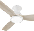 SMAAIR Smart Ceiling Fans with Lights Damp Covered, Solid Wood Flush Mount, Tri-Color Temperatures LED Dimmable,Quiet Reversible Motor, Works with Alexa|Google Assistant|Siri Shortcuts (52inch, White)