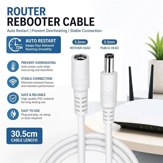 Router Rebooter Cable, 72H Auto Restart Reset Cord - Image 4