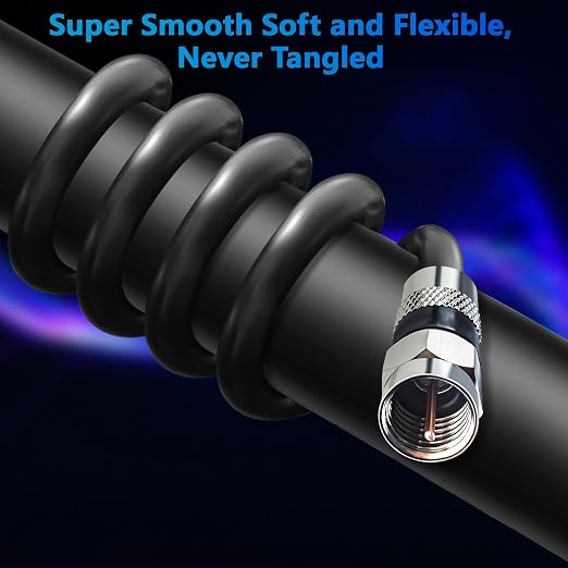 Elecan 12 Ft/2 Pack RG6 Coaxial Coax Cable Connectors Set, Quad Shielded - Image 5