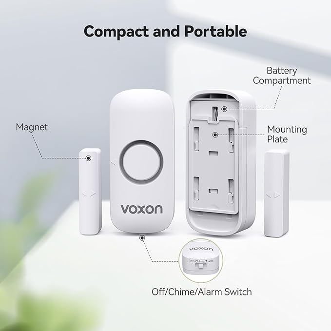 Door Window Alarm for Kids Safety, VOXON Door Alarm for Home Security Personal Security Window Alarms Sensor Burglar Door Alarm for Home, Cars, Sheds, Caravans DIY Kit Pack of 4