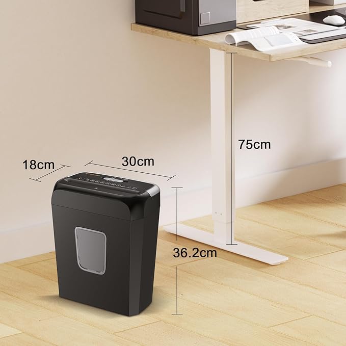 Bonsaii Paper Shredder, 3.4 Gals Wastebasket, 5-6 Sheet Crosscut Shredder for Home Use