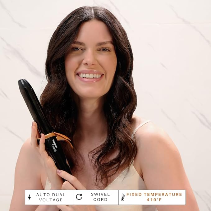 TAIFF Curves Professional Black Titanium Curling Iron – High-Performance Hair Curler & Rizadora para Cabello with Dual Voltage | Fixed Temperature 410°F | 1 1/4”