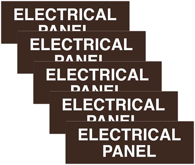 All Quality Basic Electrical Panel Sign - Fire Regulation Safety Compliance Sign - Dark Brown - Small (5 Pack)