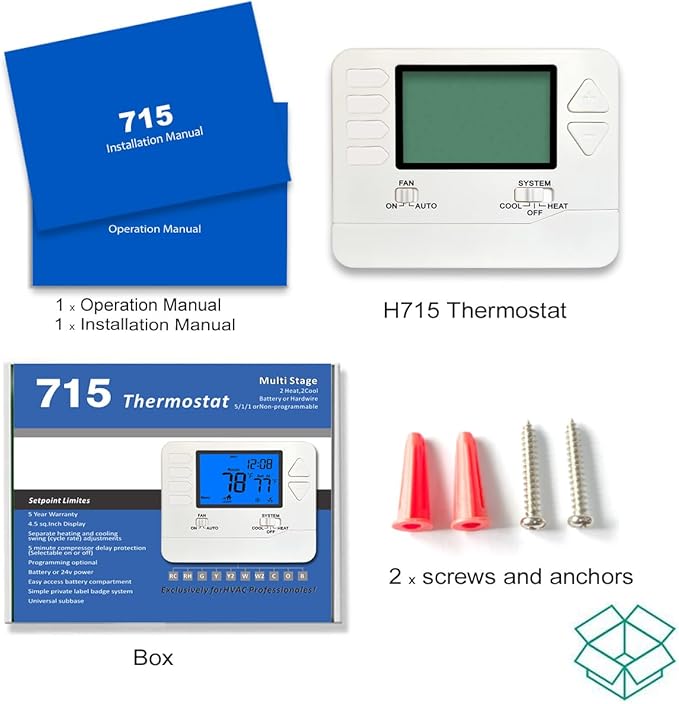 Suuwer 5-1-1 Day Programmable Thermostats for Home 2 Heat/ 2 Cool Conventional Multistage Systems