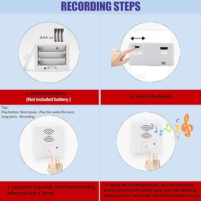 XLW 16 Minutes Voice Recorder for Stuffed Animals,Voice Box for Recordable Presents Button Sound Box for Crafters, Hobbyists, School Presentations,Personalized Items,Christmas New Year Present -White