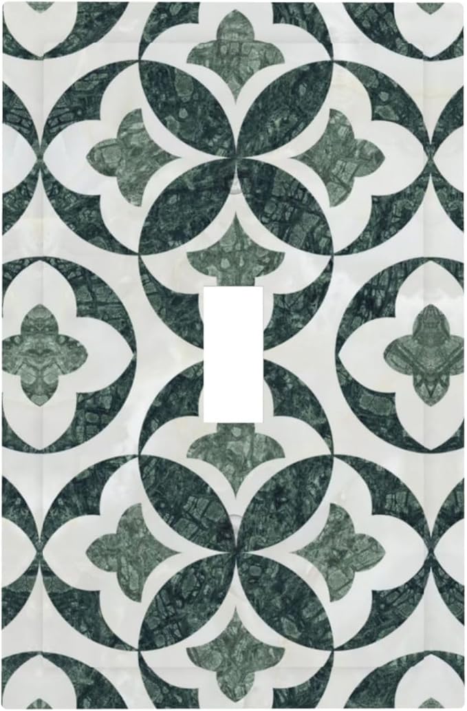 Bvtewkhz Green Luxury Modern Cubic Marble 1 Gang Single Toggle Decorative Light Switch Covers Electrical Faceplate Switch Plates for Bathroom Kitchen Home