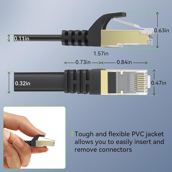 BUSOHE Cat 8 Ethernet Cable 15 FT 2-Pack, 40Gbps 2000MHz Cat8 High Speed Flat - Image 6