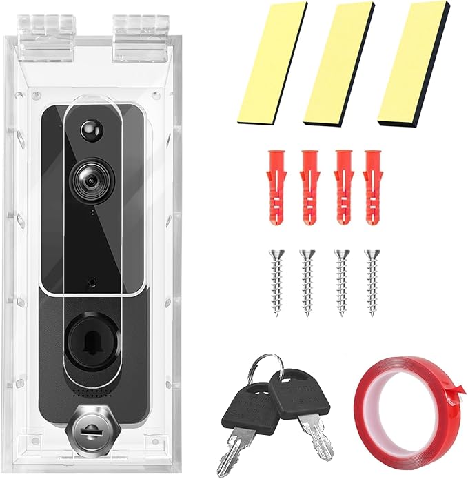 groword Anti-Theft Video Doorbell Mount Compatible with Most Video Doorbell, Acrylic,Highly Transparent Doorbell Lock Box Kit for Houses, Apartments, Businesses,Fit Doorbell 5.5"x 2.16"x 1.49"or Small