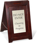 SmartSign Premium 'Do Not Enter Cleaning in Progress' Wooden A-Frame Standing Floor Sign, 2-Sided, 24" x 15", Hardwood Pine Frame, 120 mil Silver ACM Sign, Black on Silver, Made in USA
